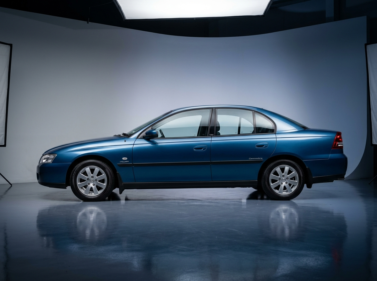 Studio profile shot of a 2005 Holden Commodore sedan