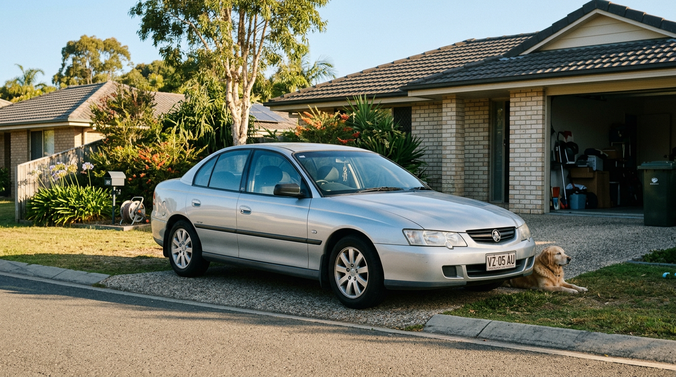 Silver 2005 Holden Commodore in a suburban Australian driveway